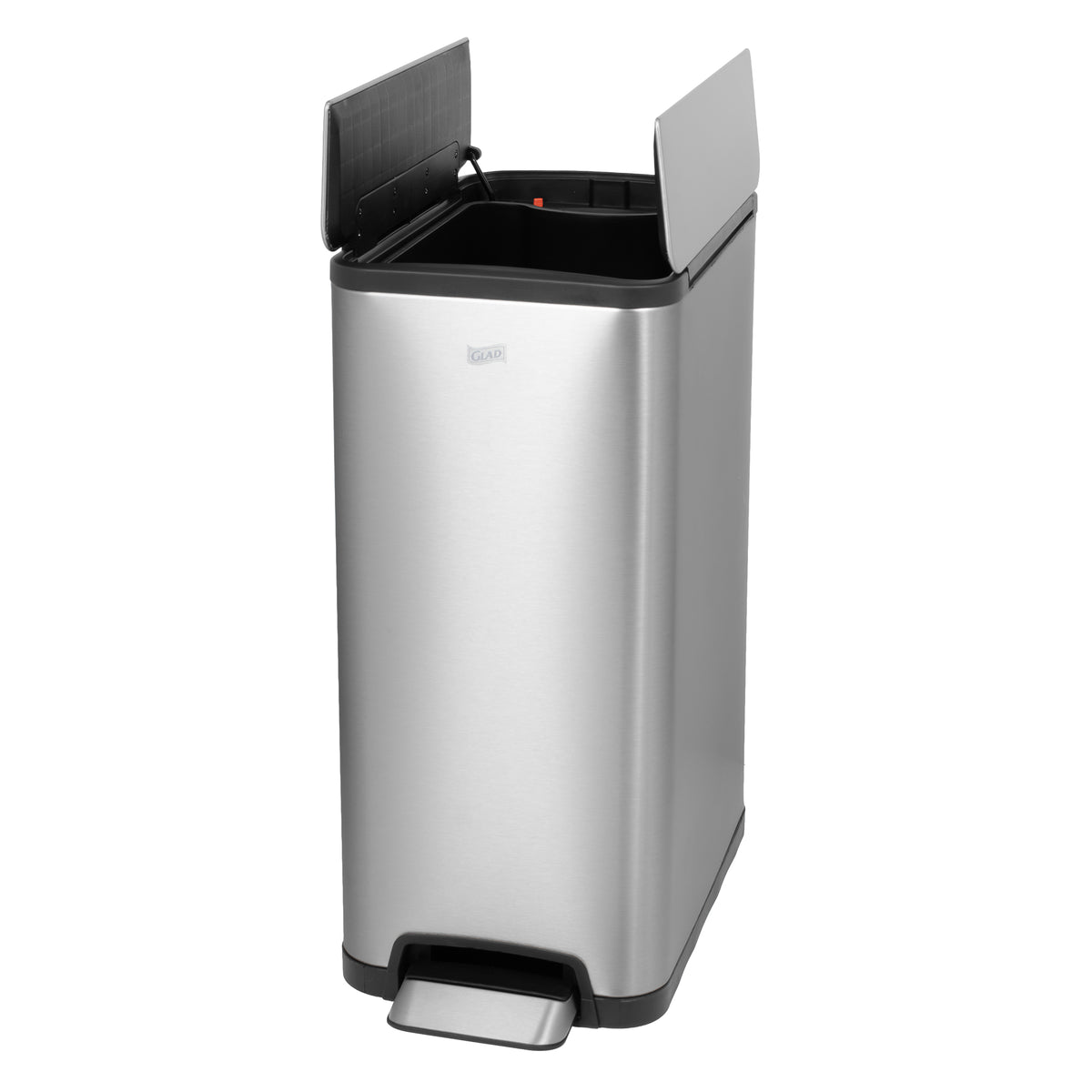 Glad 30L Stainless Steel Kitchen Trash Can with Wide Butterfly Opening, Titanium - VMInnovations