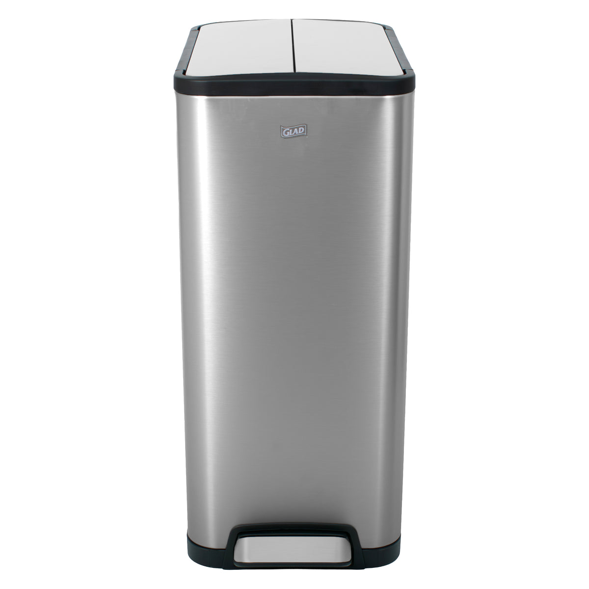 Glad 30L Stainless Steel Kitchen Trash Can with Wide Butterfly Opening, Titanium - VMInnovations