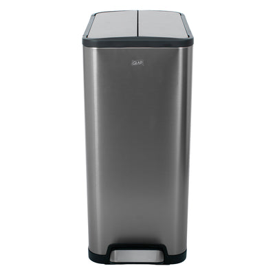 Glad 30L Stainless Steel Kitchen Trash Can with Wide Butterfly Opening, Gunmetal - VMInnovations