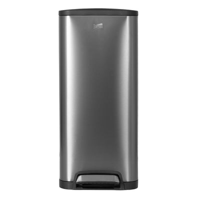 Glad 30L Stainless Steel Kitchen Trash Can with Wide Butterfly Opening, Gunmetal - VMInnovations