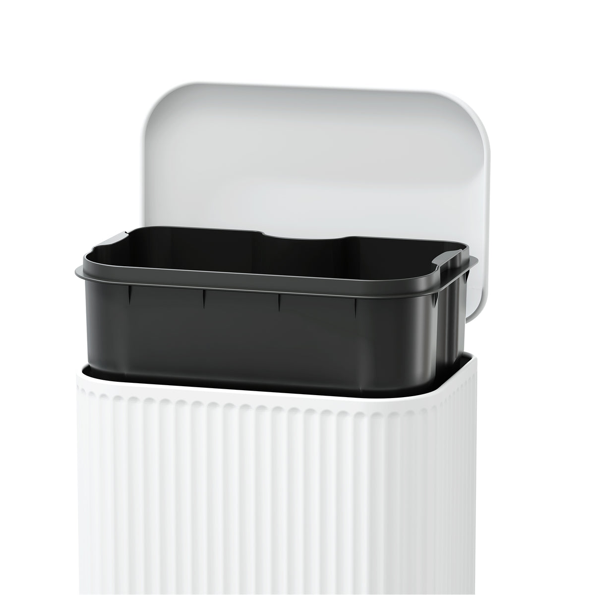 Clorox 30L Flute Stainless Steel Step Trash Can with Soft-Close Lid, White
