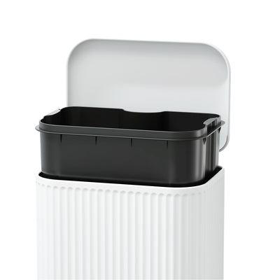 Clorox 30L Flute Stainless Steel Step Trash Can with Soft-Close Lid, White