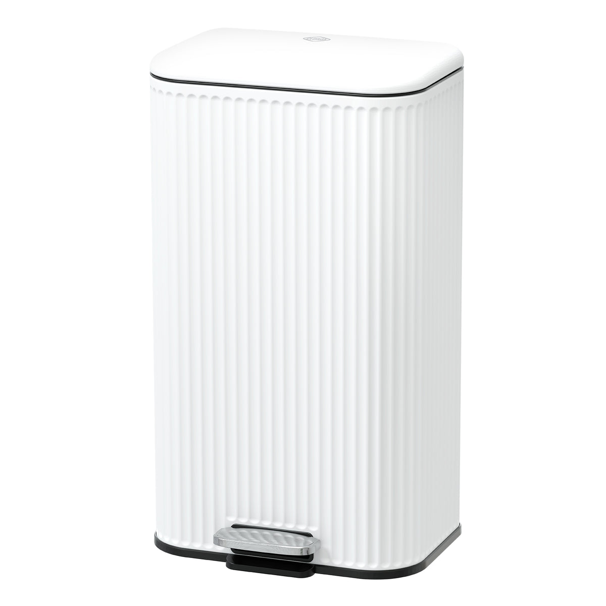 Clorox 30L Flute Stainless Steel Step Trash Can with Soft-Close Lid, White