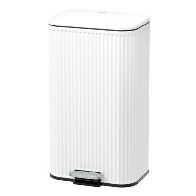 Clorox 30L Flute Stainless Steel Step Trash Can with Soft-Close Lid, White