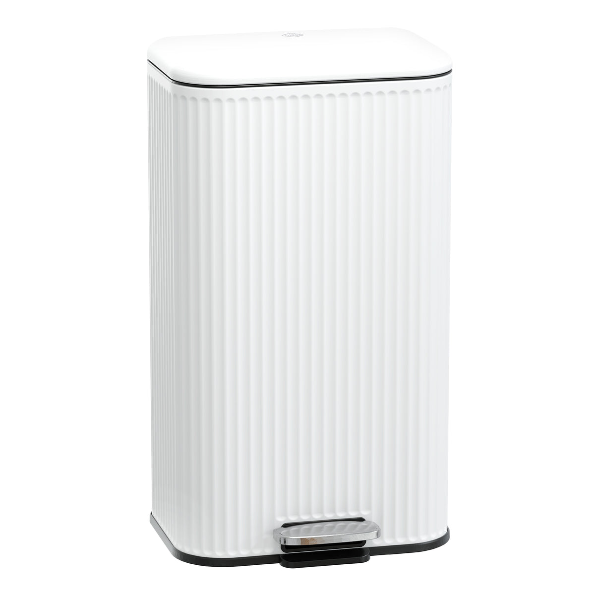 Clorox 30L Flute Stainless Steel Step Trash Can with Soft-Close Lid, White