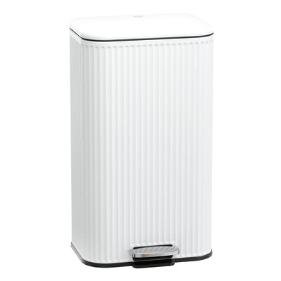 Clorox 30L Flute Stainless Steel Step Trash Can with Soft-Close Lid, White