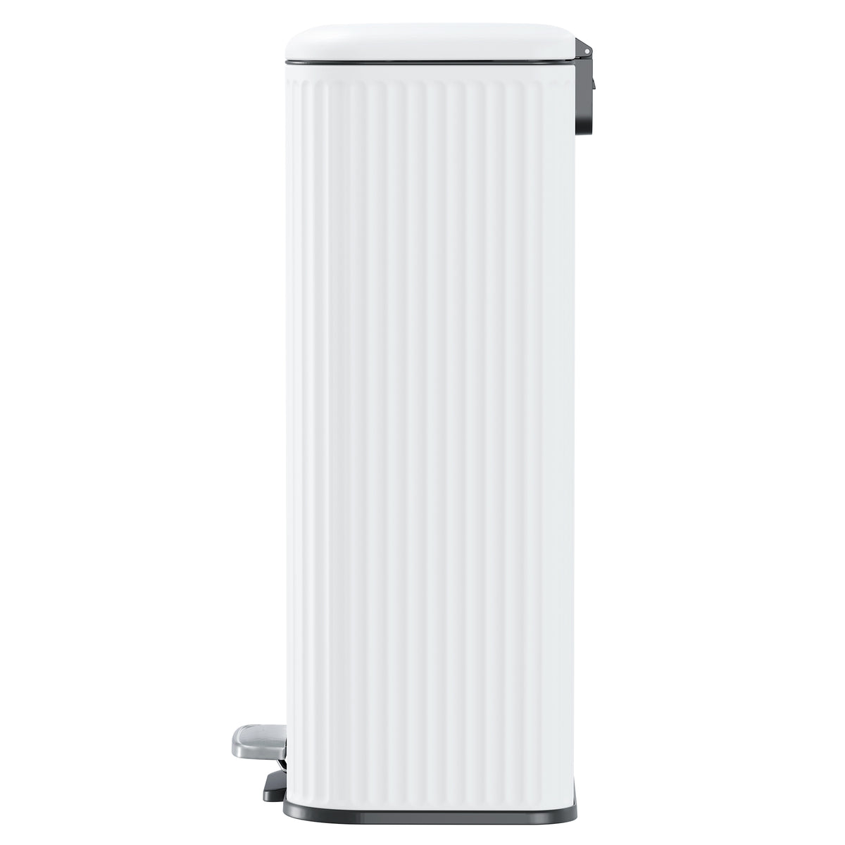 Clorox 30L Flute Stainless Steel Step Trash Can with Soft-Close Lid, White