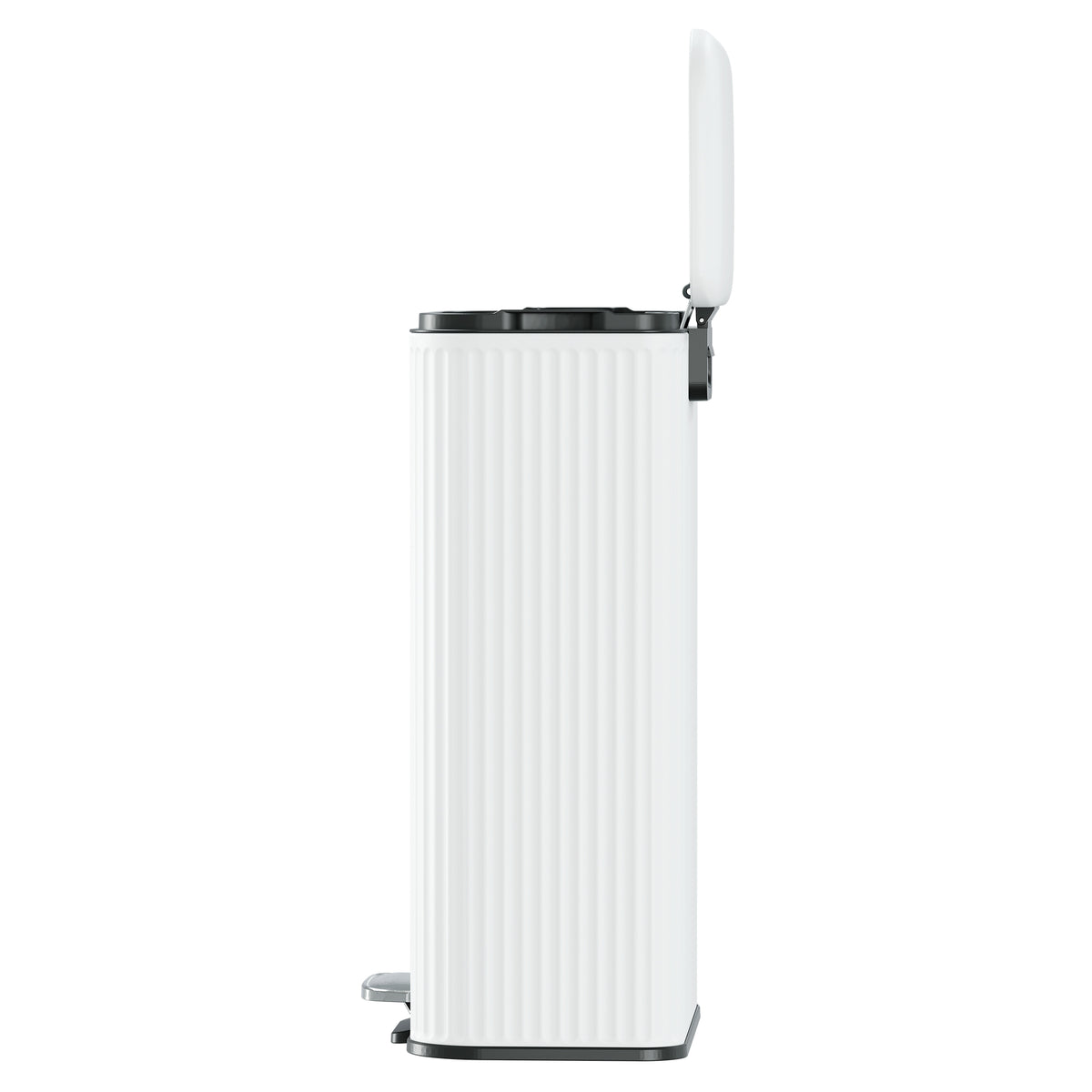 Clorox 30L Flute Stainless Steel Step Trash Can with Soft-Close Lid, White