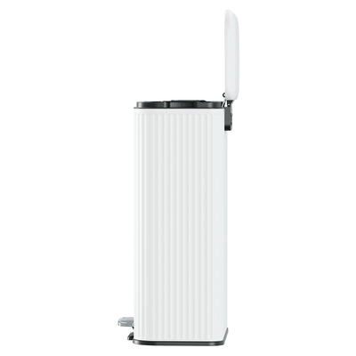 Clorox 30L Flute Stainless Steel Step Trash Can with Soft-Close Lid, White