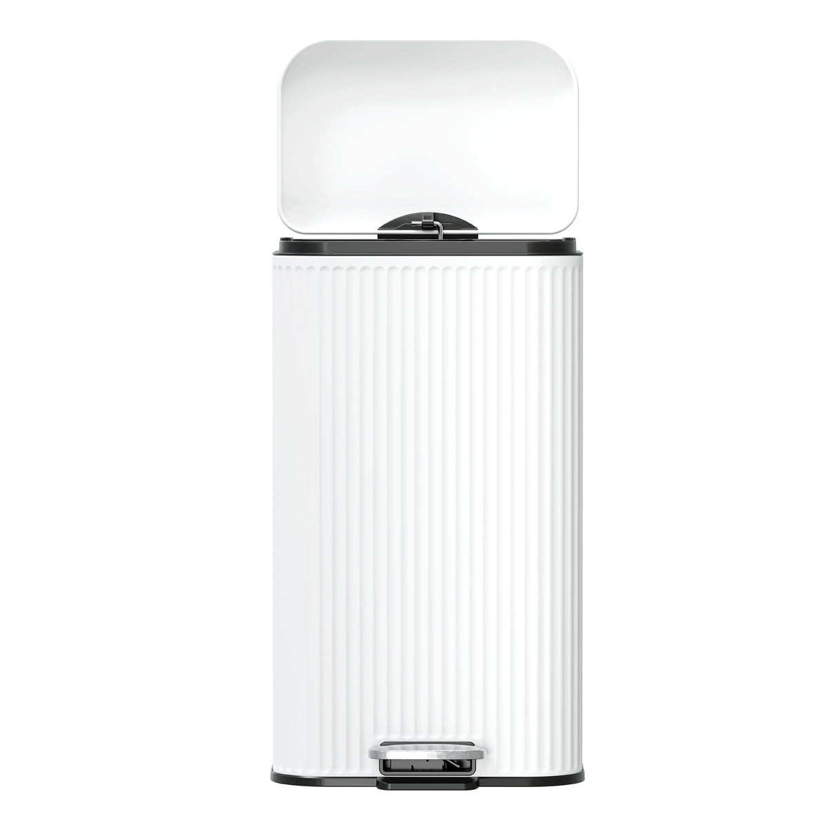 Clorox 30L Flute Stainless Steel Step Trash Can with Soft-Close Lid, White