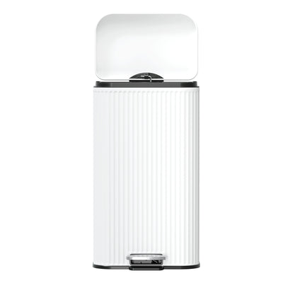 Clorox 30L Flute Stainless Steel Step Trash Can with Soft-Close Lid, White