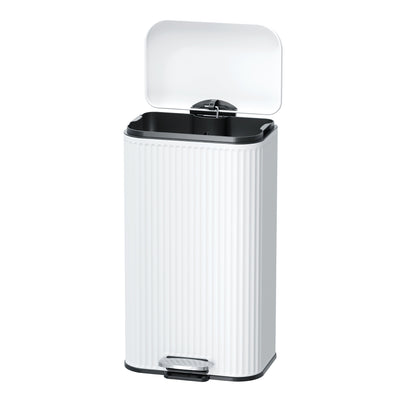 Clorox 30L Flute Stainless Steel Step Trash Can with Soft-Close Lid, White