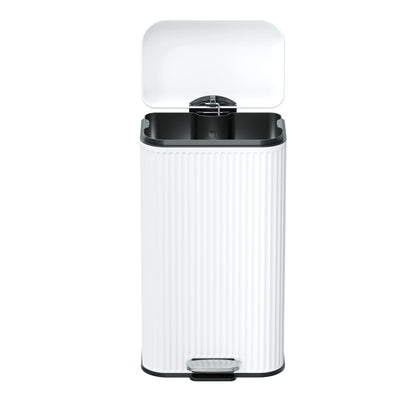 Clorox 30L Flute Stainless Steel Step Trash Can with Soft-Close Lid, White
