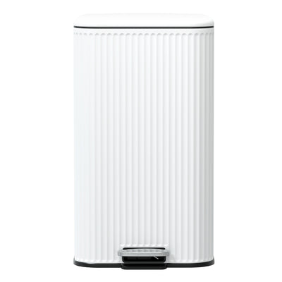 Clorox 30L Flute Stainless Steel Step Trash Can with Soft-Close Lid, White