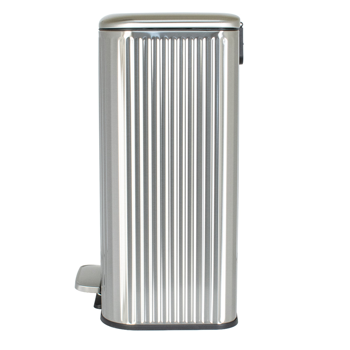 Clorox 50L Flute Stainless Steel Step Trash Can with Soft-Close Lid, Silver
