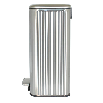 Clorox 50L Flute Stainless Steel Step Trash Can with Soft-Close Lid, Silver