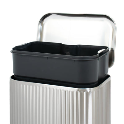 Clorox 50L Flute Stainless Steel Step Trash Can with Soft-Close Lid, Silver