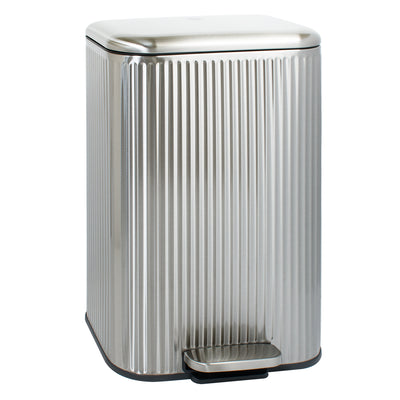 Clorox 50L Flute Stainless Steel Step Trash Can with Soft-Close Lid, Silver