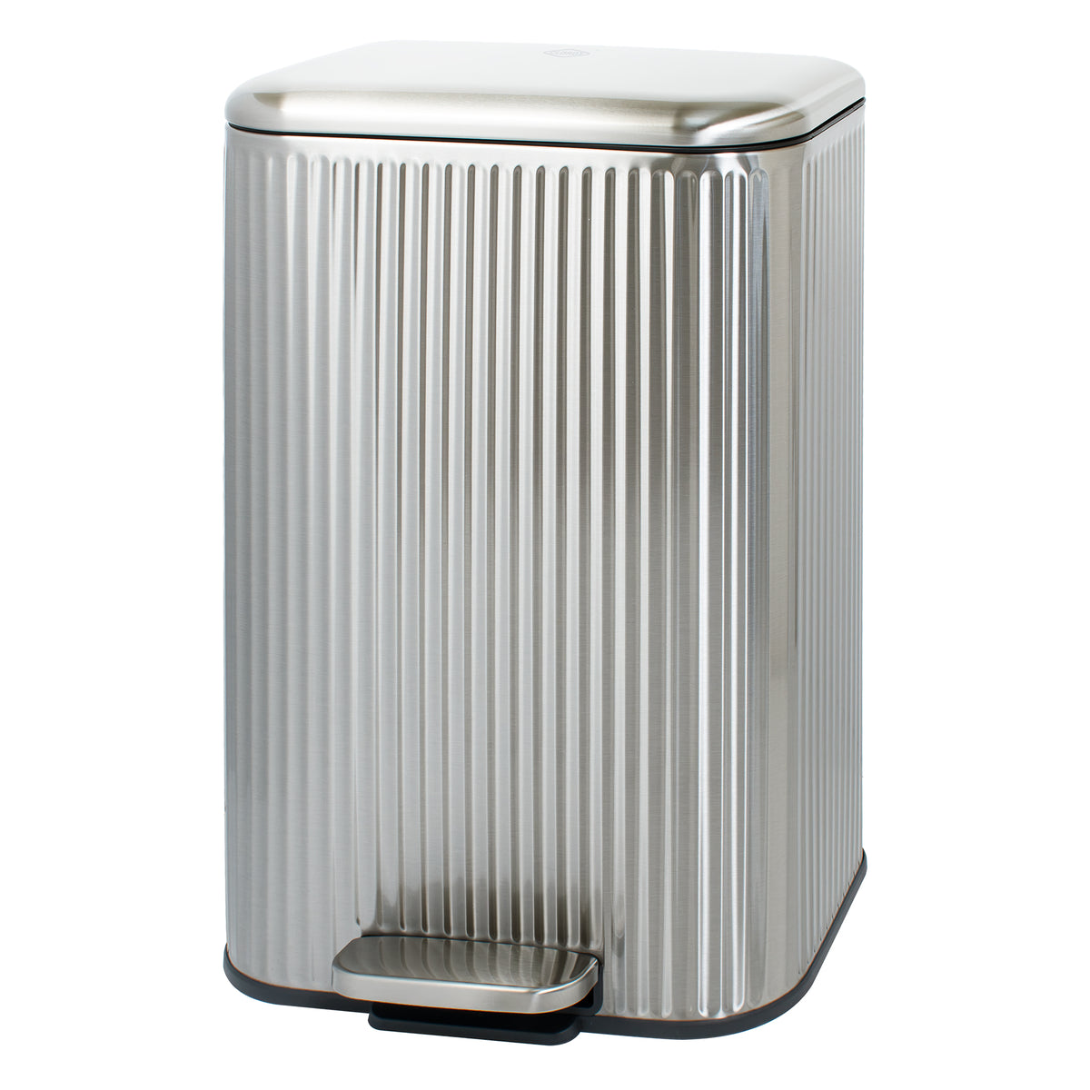 Clorox 50L Flute Stainless Steel Step Trash Can with Soft-Close Lid, Silver
