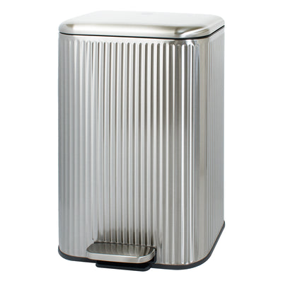 Clorox 50L Flute Stainless Steel Step Trash Can with Soft-Close Lid, Silver