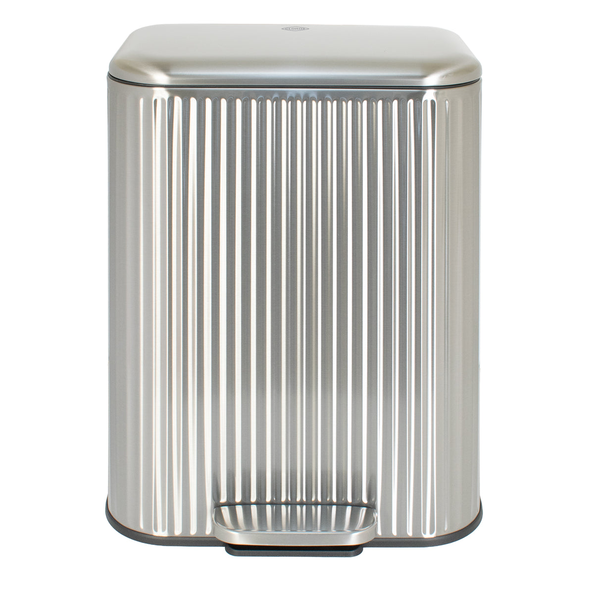 Clorox 50L Flute Stainless Steel Step Trash Can with Soft-Close Lid, Silver