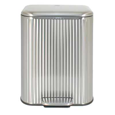 Clorox 50L Flute Stainless Steel Step Trash Can with Soft-Close Lid, Silver