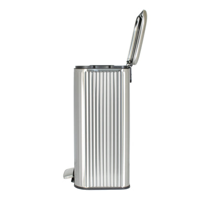 Clorox 50L Flute Stainless Steel Step Trash Can with Soft-Close Lid, Silver