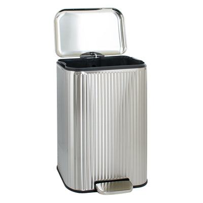 Clorox 50L Flute Stainless Steel Step Trash Can with Soft-Close Lid, Silver