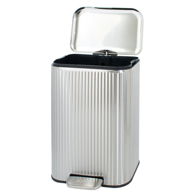Clorox 50L Flute Stainless Steel Step Trash Can with Soft-Close Lid, Silver