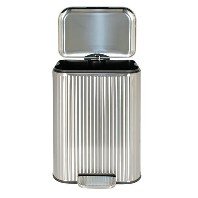 Clorox 50L Flute Stainless Steel Step Trash Can with Soft-Close Lid, Silver