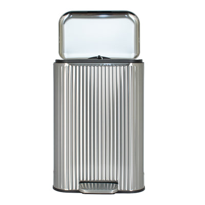 Clorox 50L Flute Stainless Steel Step Trash Can with Soft-Close Lid, Silver