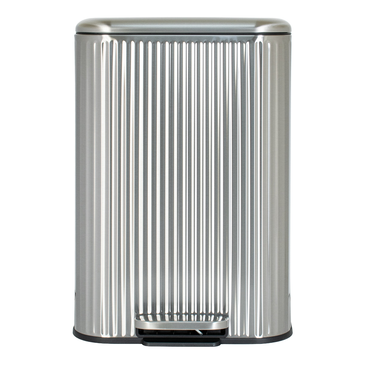 Clorox 50L Flute Stainless Steel Step Trash Can with Soft-Close Lid, Silver