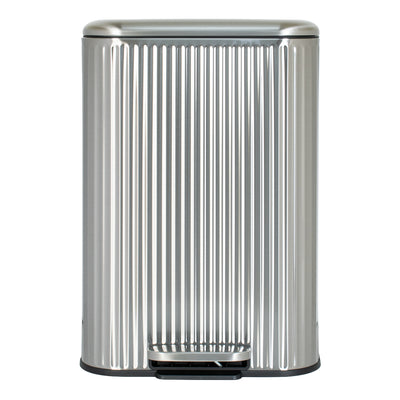 Clorox 50L Flute Stainless Steel Step Trash Can with Soft-Close Lid, Silver
