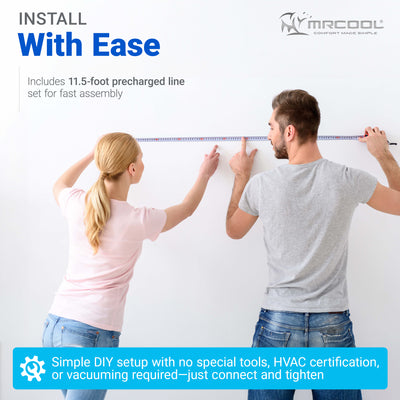 MRCOOL DIY Select 12K BTU Mini Split Heat Pump, 11.5 Ft Line Set, 115V, White