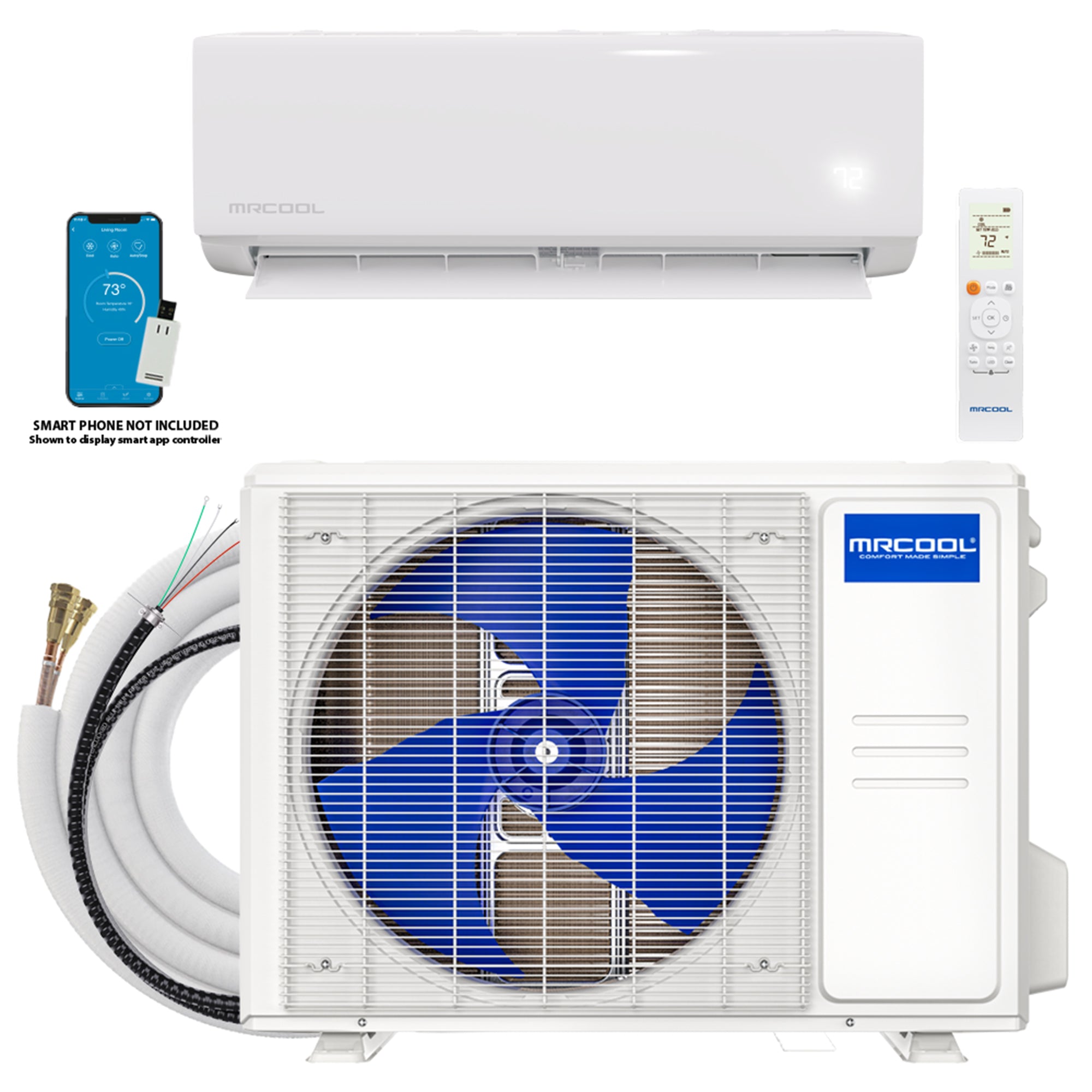MRCOOL DIY Select 18K BTU Mini Split Heat Pump, 11.5 Ft Line Set, 230V, White
