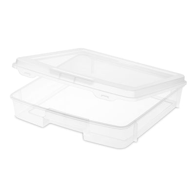 Sterilite Plastic Medium Project Case for Scrapbook Paper Storage, Clear, 6 Pack
