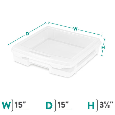 Sterilite Plastic Medium Project Case for Scrapbook Paper Storage, Clear, 6 Pack