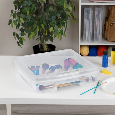 Sterilite Plastic Medium Project Case for Scrapbook Paper Storage, Clear, 6 Pack