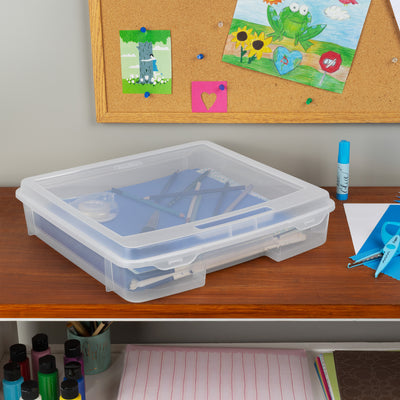 Sterilite Plastic Medium Project Case for Scrapbook Paper Storage, Clear, 6 Pack