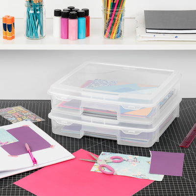 Sterilite Plastic Medium Project Case for Scrapbook Paper Storage, Clear, 6 Pack