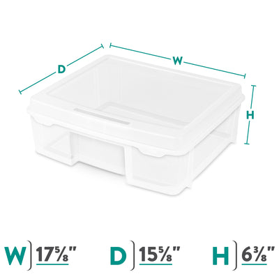 Sterilite Plastic Large Project Case, Scrapbook Paper Storage, Clear, 4 Pack