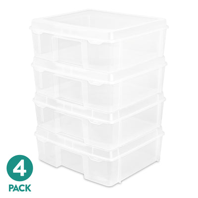 Sterilite Plastic Large Project Case, Scrapbook Paper Storage, Clear, 16 Pack