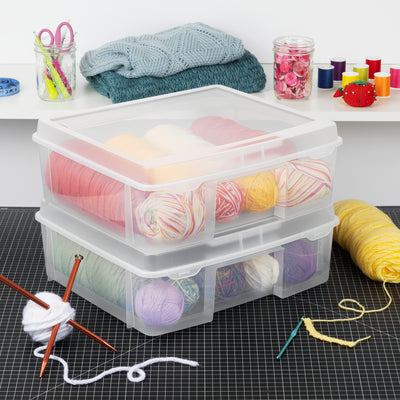 Sterilite Plastic Large Project Case, Scrapbook Paper Storage, Clear, 8 Pack
