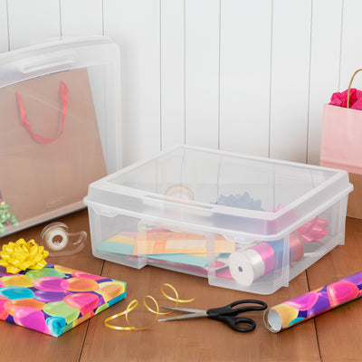 Sterilite Plastic Large Project Case, Scrapbook Paper Storage, Clear, 8 Pack