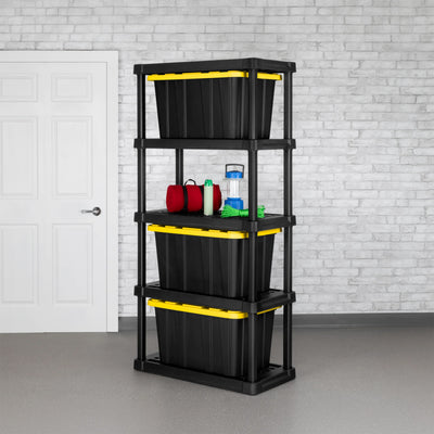 Sterilite 5 Shelf Plastic Storage Shelving Unit for Garage and Workshop, Black - VMInnovations