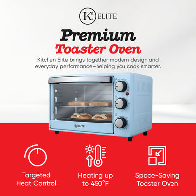 Kitchen Elite Toaster Oven, Compact Countertop Appliance with Bake Tray, Blue