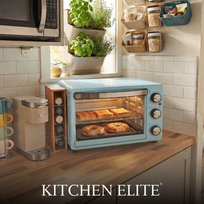 Kitchen Elite Toaster Oven, Compact Countertop Appliance with Bake Tray, Blue