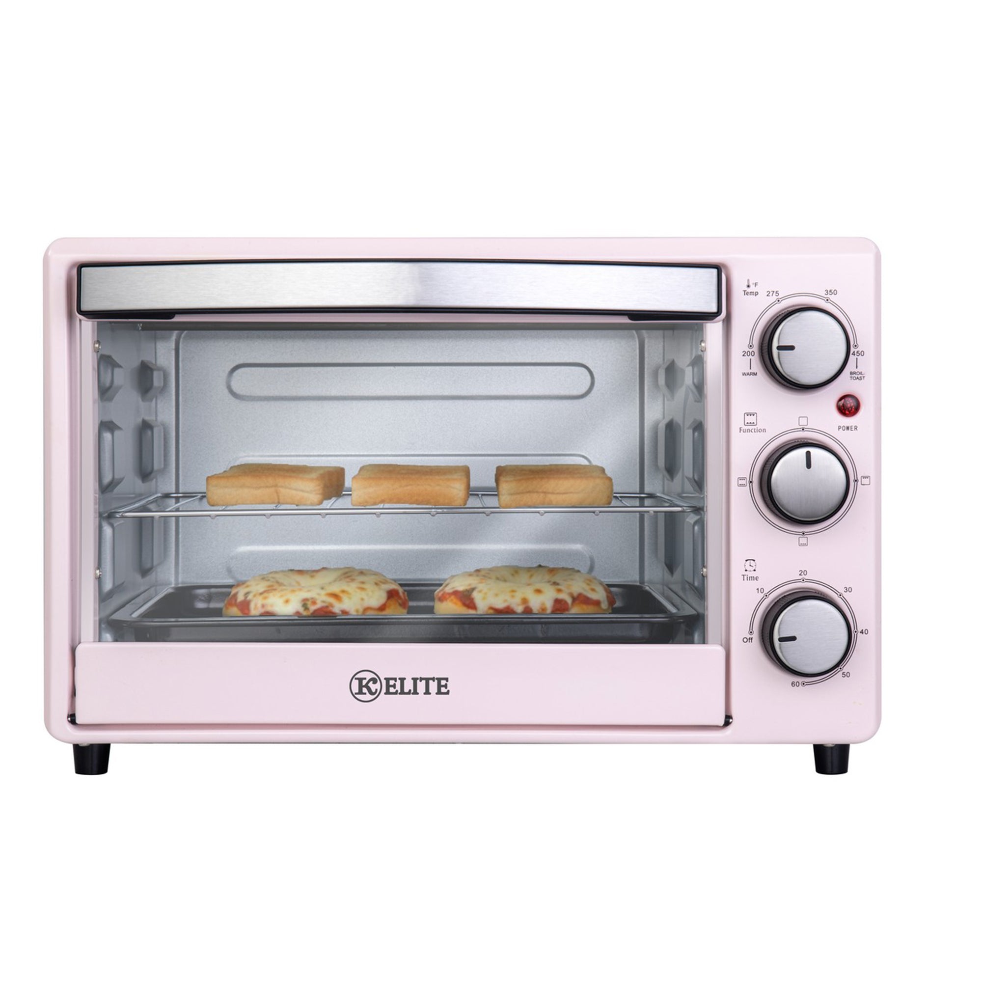 Kitchen Elite Toaster Oven, Compact Countertop Appliance with Bake Tray, Pink