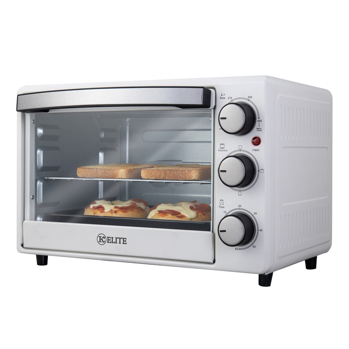 Kitchen Elite Toaster Oven, Compact Countertop Appliance with Bake Tray, White