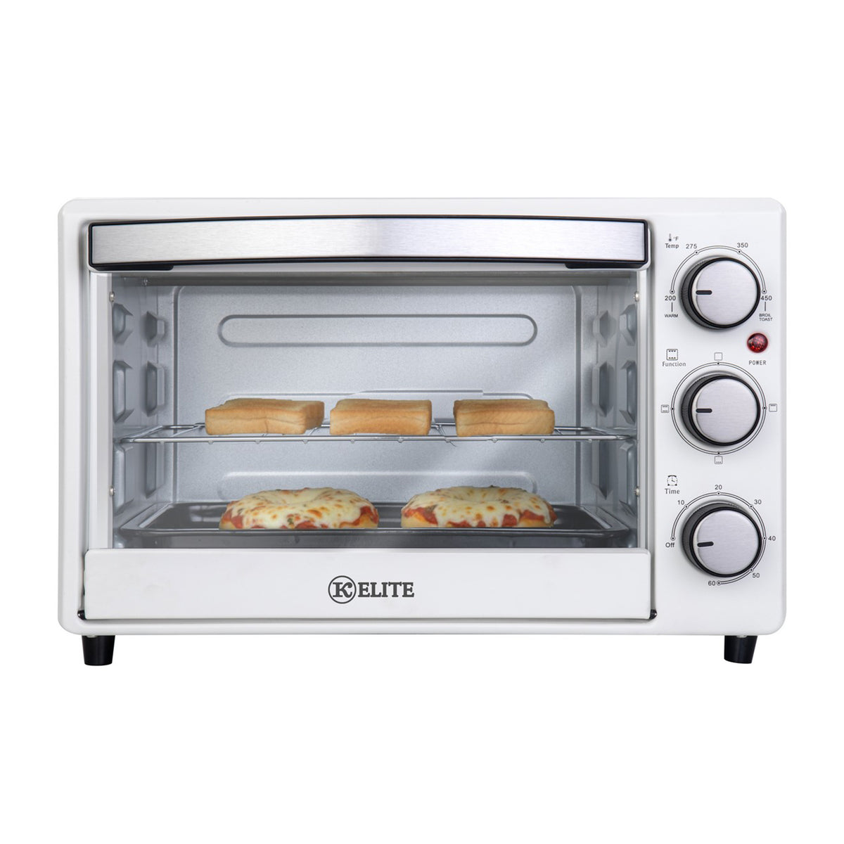 Kitchen Elite Toaster Oven, Compact Countertop Appliance with Bake Tray, White